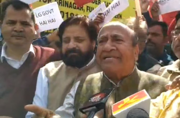 Locals staging protest against property tax in Jammu.