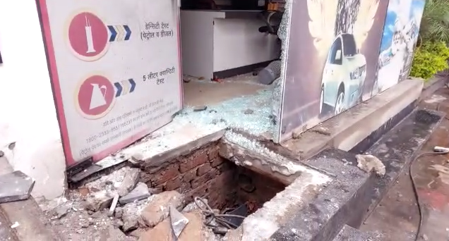 Site of Narwal Petrol Pump after power board explosion in Jammu