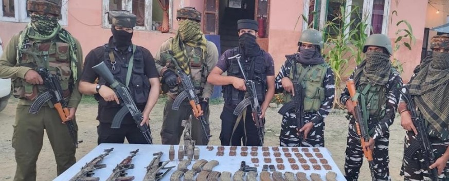 Arms and Ammunitions recovered by Police and Army in Handwara