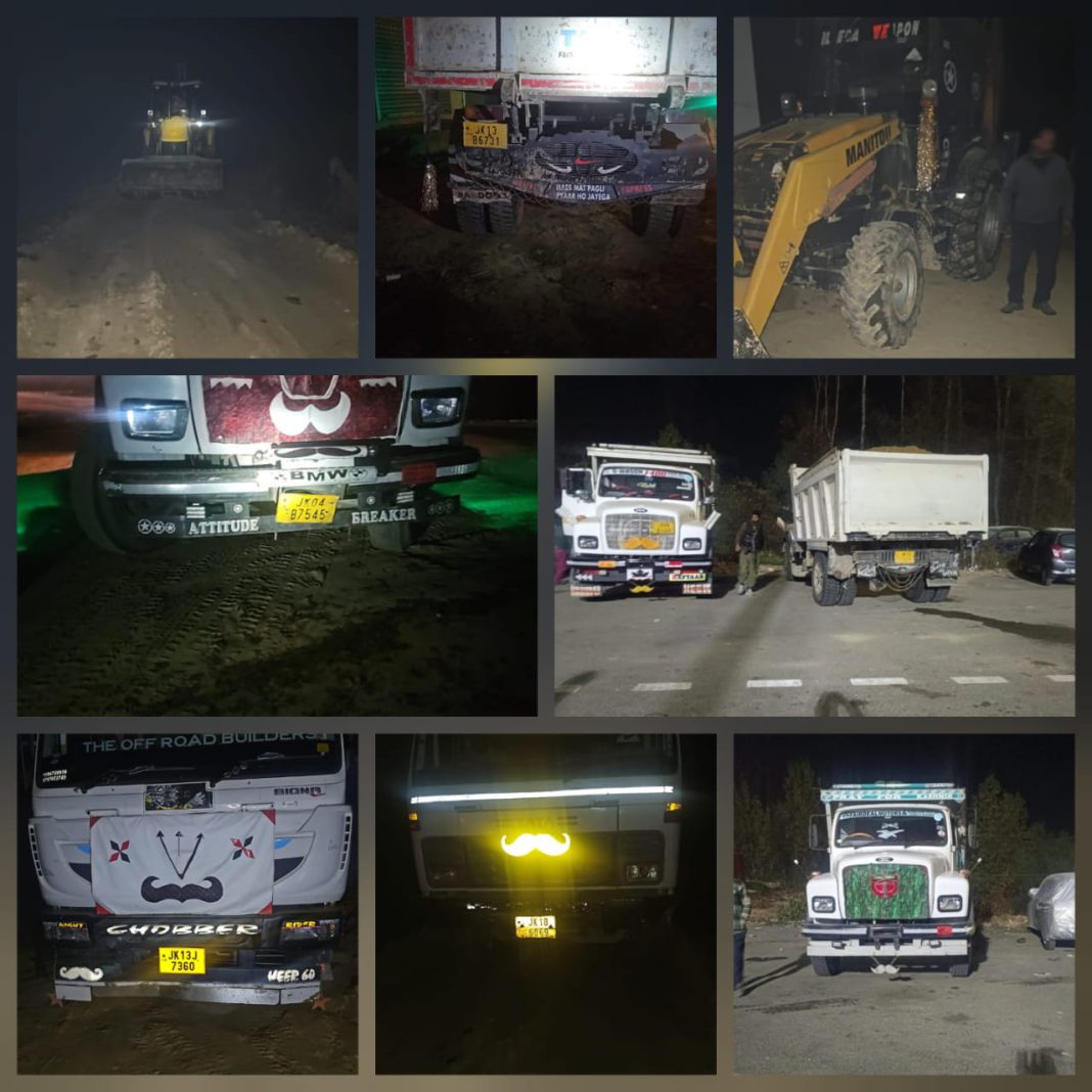 Awantipora Police Seize 07 Tippers/Dumpers and 02 JCBs Involved in Illegal Transportation of Minerals