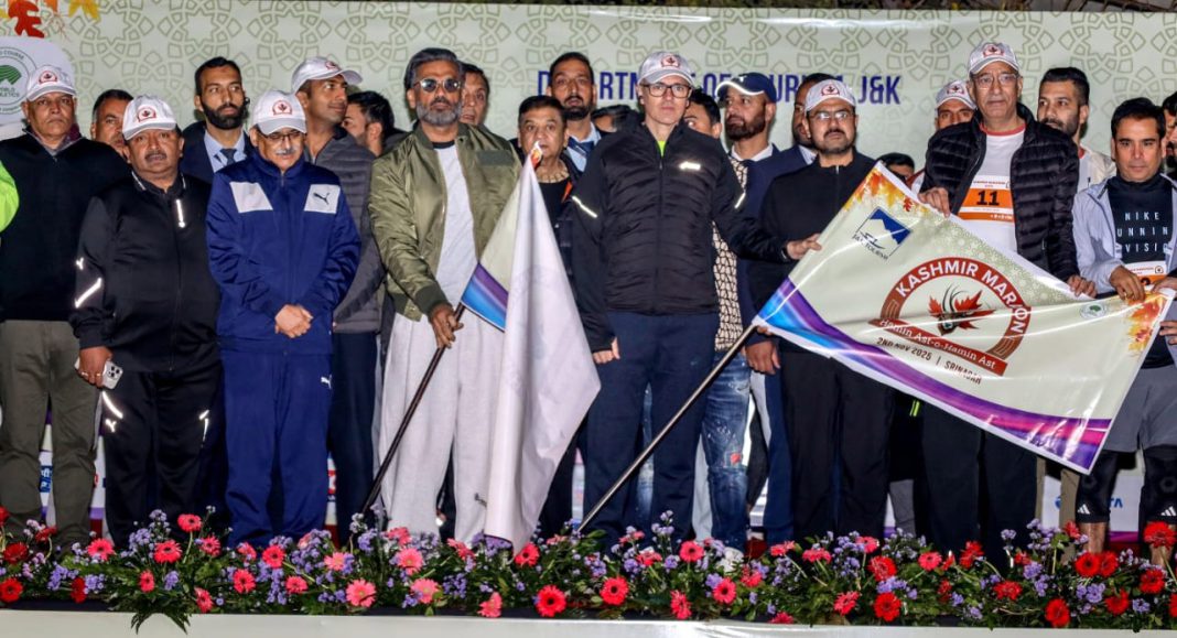 CM Omar Abdullah, Actor Sunil Shetty Flag Off Kashmir Marathon 2.0