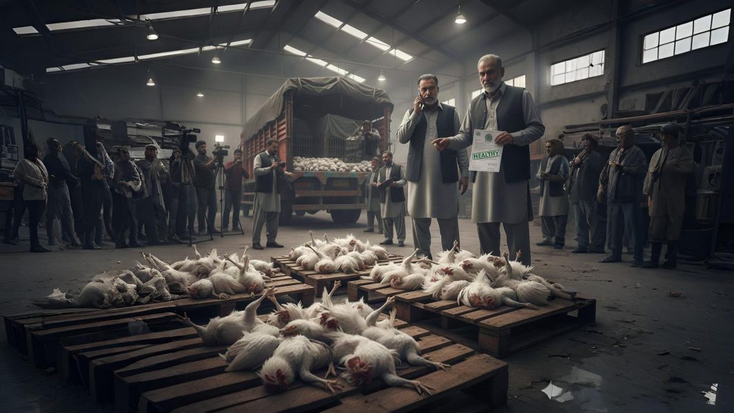 Gemini_Generated_Image_hcepi0hcepi0hcep 119 Dead Chickens Found After “Healthy” Certificate Sparks Food Safety Questions