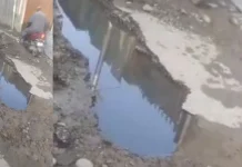 Water Leakage Triggers Road Safety Crisis in Srinagar Locality Water Leakage Triggers Road Safety Crisis in Srinagar Locality
