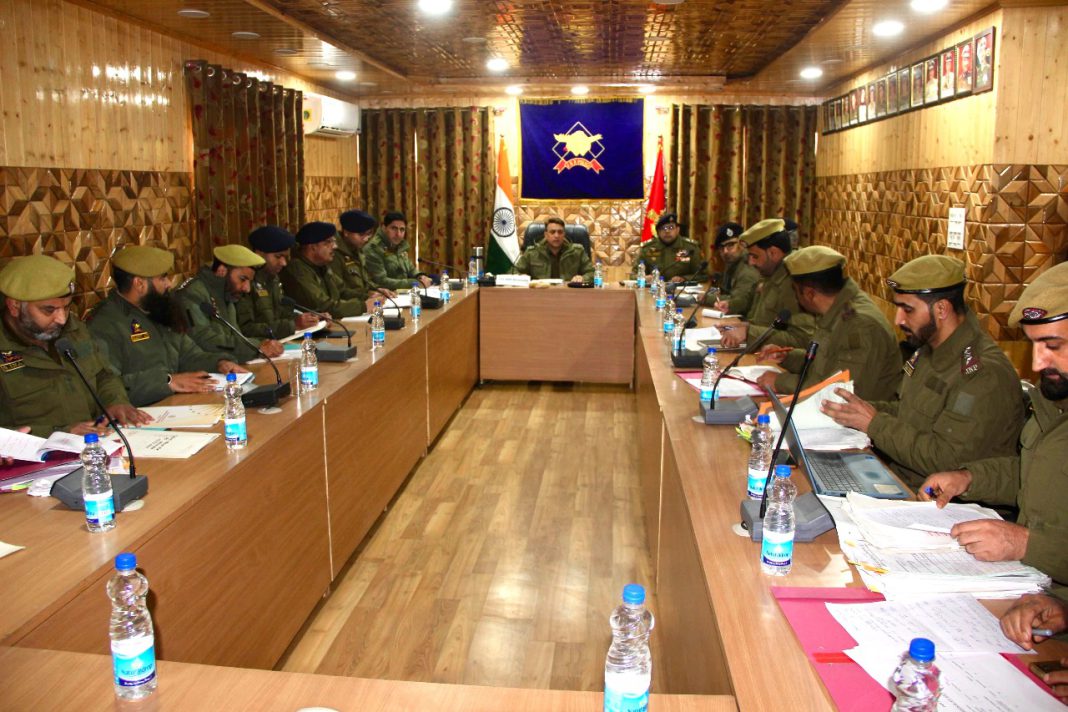 WhatsApp Image 2025-12-15 at 18.23.18 (1) December 15: A comprehensive Crime and Security Review Meeting was held today at District Police Office Handwara under the chairmanship of DIG North Kashmir Range Shri. Maqsood-ul-Zaman (IPS). The meeting was attended by senior officers including Shri. Sahil Sarangal (IPS) SP PD Handwara, Shri. Fayaz Hussain (JKPS) ASP PD Handwara, Shri. Faisal Hussain (JKPS) SDPO Handwara, Shri. Shafeeq Ahmad DySP DAR Handwara, Shri. Raghav Choudhary (JKPS) Dy.SP PC Kralgund, Shri. Azad Ahmad DySP (SO to DIG NKR), Shri. Vikram Choudhary DySP (Prob.), all SHOs and DOs of PD Handwara, along with staff members of RPHQ Baramulla and DPO Handwara. The meeting commenced with a detailed presentation by SP PD Handwara, Shri. Sahil Sarangal, who briefed the chair on the disposal of various cases in the category of general crime, with particular emphasis on sensitive cases under the UA(P)A and NDPS Acts. The presentation highlighted the progress made in recent months and the challenges faced in ensuring timely disposal of cases. DIG NKR reviewed the progress achieved in under-investigation cases identified during the previous crime meeting and laid special emphasis on clearing backlog cases to ensure efficiency and accountability in policing. DIG NKR emphasized that investigations must be completed in a time-bound manner and directed that 100 percent FSL visits be ensured to strengthen evidence in all cases. He reiterated the mandatory use of e-Sakshya in all FIRs, timely execution of summons and warrants, and the adoption of digital platform viz. MedLeaPR portal for seeking medical reports online. He further instructed officers to ensure prompt disposal of Zero FIRs and e-FIRs, encourage and recognize good investigation practices, and motivate investigating officers to set high standards of professionalism. The Chairing Officer emphasized strict maintenance of security and law & order, directing officers to implement instructions effectively. He called for proactive measures to curb drug hotspots threatening youth, urged swift grievance redressal to strengthen public trust, and reminded all ranks to uphold discipline and institutional sanctity, reiterating that accountability, transparency, and dedication to duty are the foundations of effective policing. In his concluding remarks, DIG NKR expressed satisfaction over the progress made but urged all officers to redouble their efforts in combating crime, enhancing public safety, and strengthening police-community relations. He reiterated the commitment of Jammu & Kashmir Police towards operational excellence, proactive crime prevention, and building enduring trust with the citizens through responsive and accountable policing.