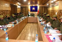 DIG NKR Chairs Crime and Security Review Meeting at DPO Handwara December 15: A comprehensive Crime and Security Review Meeting was held today at District Police Office Handwara under the chairmanship of DIG North Kashmir Range Shri. Maqsood-ul-Zaman (IPS). The meeting was attended by senior officers including Shri. Sahil Sarangal (IPS) SP PD Handwara, Shri. Fayaz Hussain (JKPS) ASP PD Handwara, Shri. Faisal Hussain (JKPS) SDPO Handwara, Shri. Shafeeq Ahmad DySP DAR Handwara, Shri. Raghav Choudhary (JKPS) Dy.SP PC Kralgund, Shri. Azad Ahmad DySP (SO to DIG NKR), Shri. Vikram Choudhary DySP (Prob.), all SHOs and DOs of PD Handwara, along with staff members of RPHQ Baramulla and DPO Handwara. The meeting commenced with a detailed presentation by SP PD Handwara, Shri. Sahil Sarangal, who briefed the chair on the disposal of various cases in the category of general crime, with particular emphasis on sensitive cases under the UA(P)A and NDPS Acts. The presentation highlighted the progress made in recent months and the challenges faced in ensuring timely disposal of cases. DIG NKR reviewed the progress achieved in under-investigation cases identified during the previous crime meeting and laid special emphasis on clearing backlog cases to ensure efficiency and accountability in policing. DIG NKR emphasized that investigations must be completed in a time-bound manner and directed that 100 percent FSL visits be ensured to strengthen evidence in all cases. He reiterated the mandatory use of e-Sakshya in all FIRs, timely execution of summons and warrants, and the adoption of digital platform viz. MedLeaPR portal for seeking medical reports online. He further instructed officers to ensure prompt disposal of Zero FIRs and e-FIRs, encourage and recognize good investigation practices, and motivate investigating officers to set high standards of professionalism. The Chairing Officer emphasized strict maintenance of security and law & order, directing officers to implement instructions effectively. He called for proactive measures to curb drug hotspots threatening youth, urged swift grievance redressal to strengthen public trust, and reminded all ranks to uphold discipline and institutional sanctity, reiterating that accountability, transparency, and dedication to duty are the foundations of effective policing. In his concluding remarks, DIG NKR expressed satisfaction over the progress made but urged all officers to redouble their efforts in combating crime, enhancing public safety, and strengthening police-community relations. He reiterated the commitment of Jammu & Kashmir Police towards operational excellence, proactive crime prevention, and building enduring trust with the citizens through responsive and accountable policing.