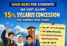 J&K Govt Allows 15% Syllabus Concession For Summer Zone Board Exams J&K Govt Allows 15% Syllabus Concession For Summer Zone Board Exams